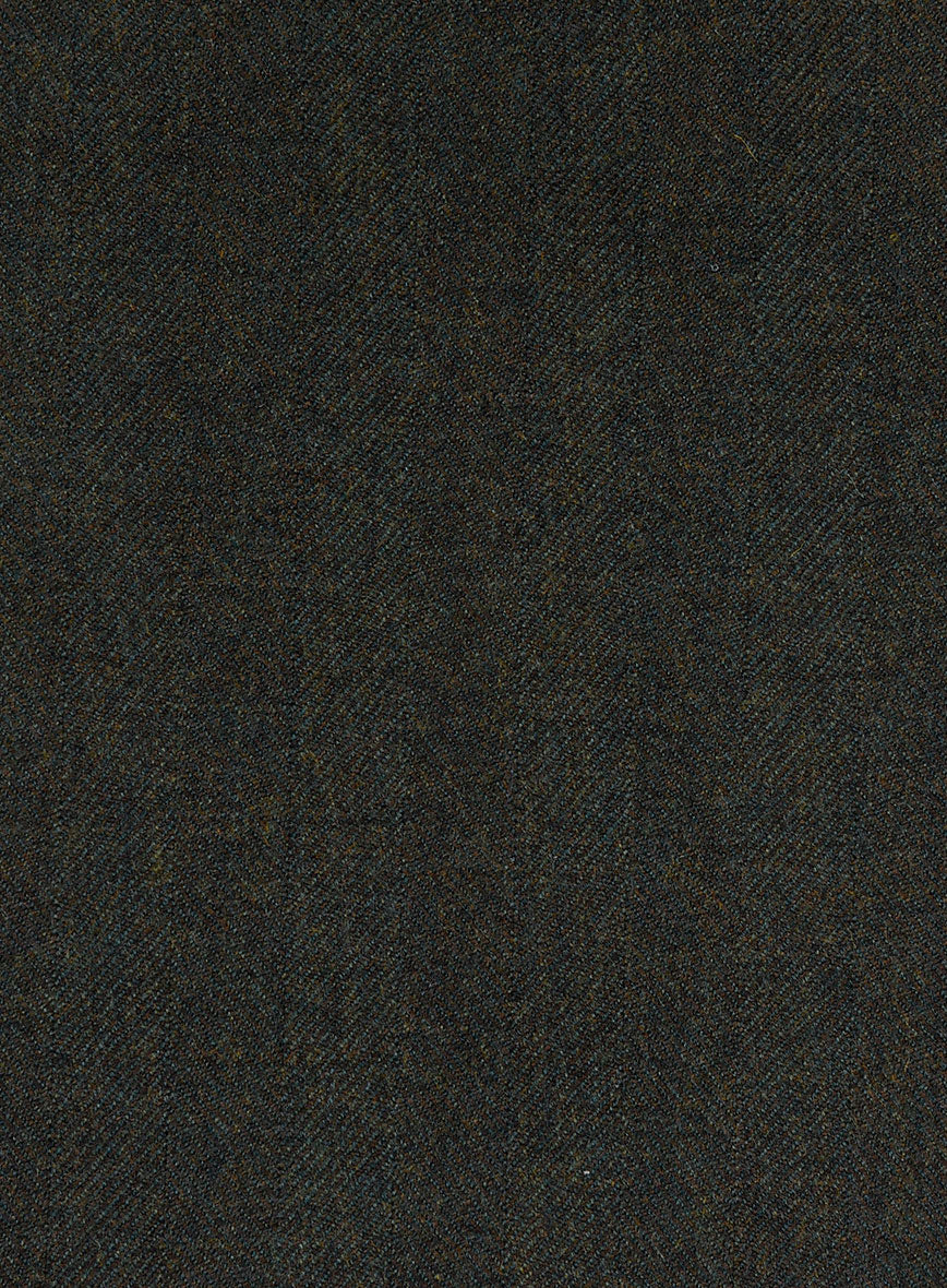 Italian Wide Herringbone Dark Green Tweed Jacket - StudioSuits