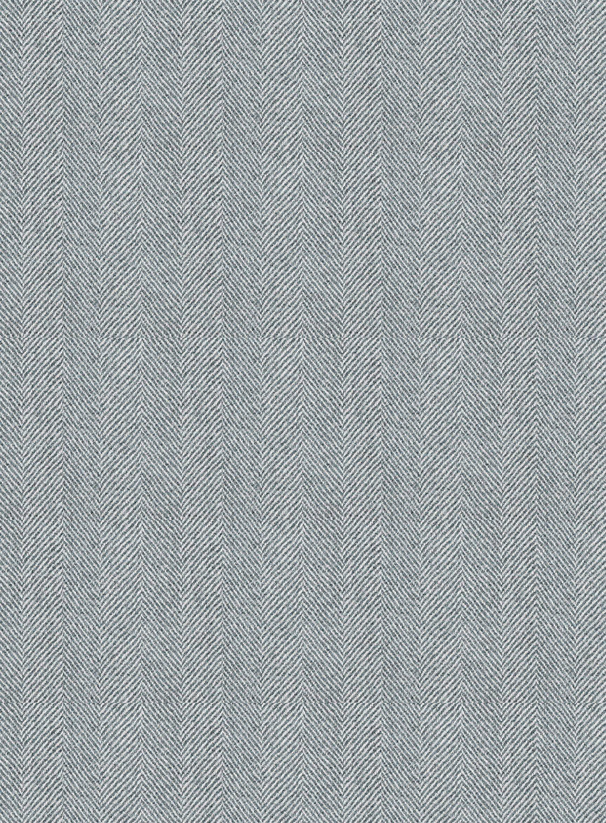 Italian Wide Herringbone Light Blue Tweed Pants - StudioSuits