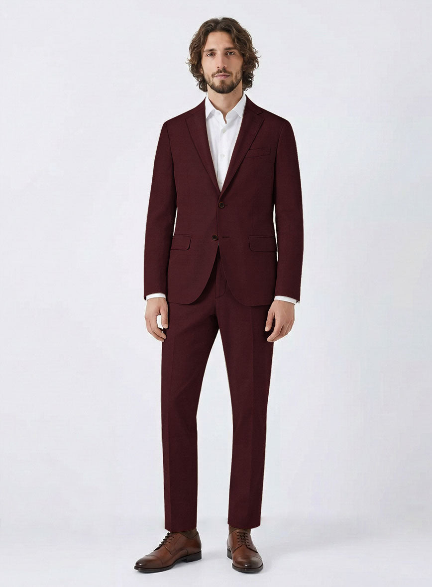Italian Wine Cotton Stretch Suit - StudioSuits