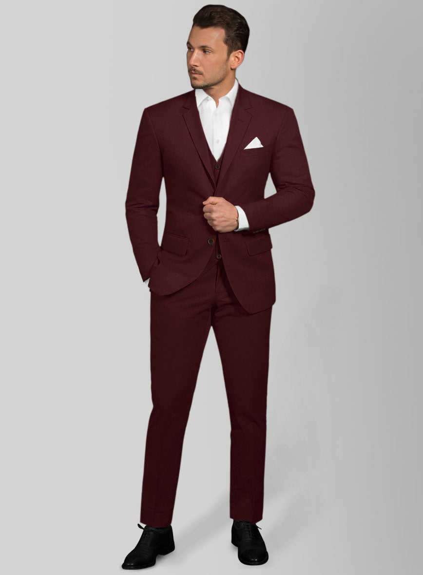 Italian Wine Cotton Stretch Suit - StudioSuits