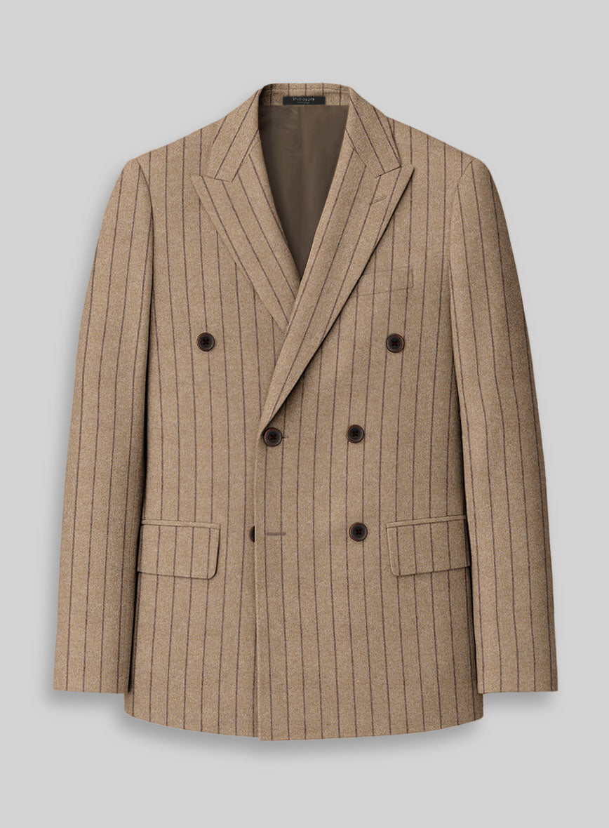 Italian Wool Cashmere Brown Stripe Jacket - StudioSuits
