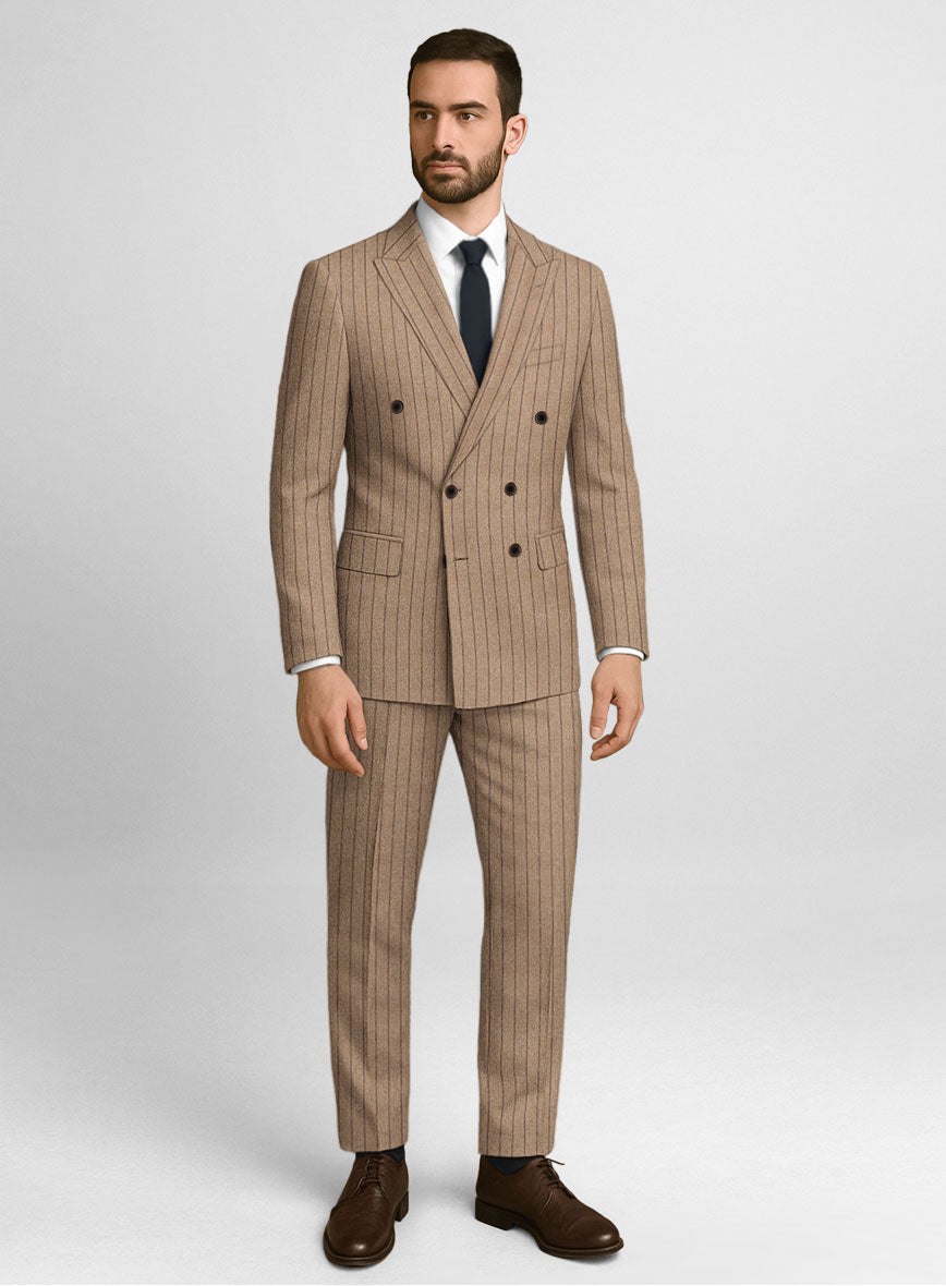Italian Wool Cashmere Brown Stripe Suit - StudioSuits