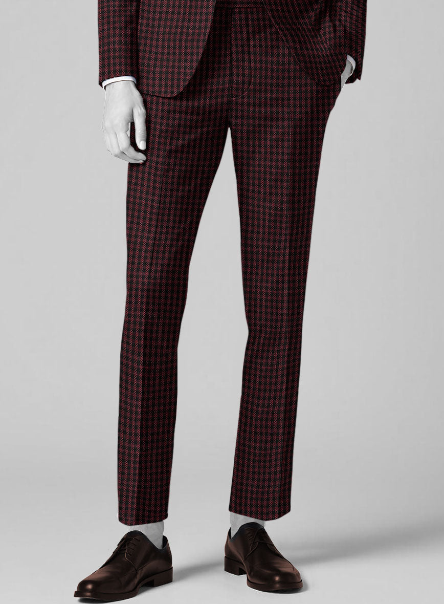 Italian Wool Linen Cashmere Figaro Houndstooth Pants - StudioSuits