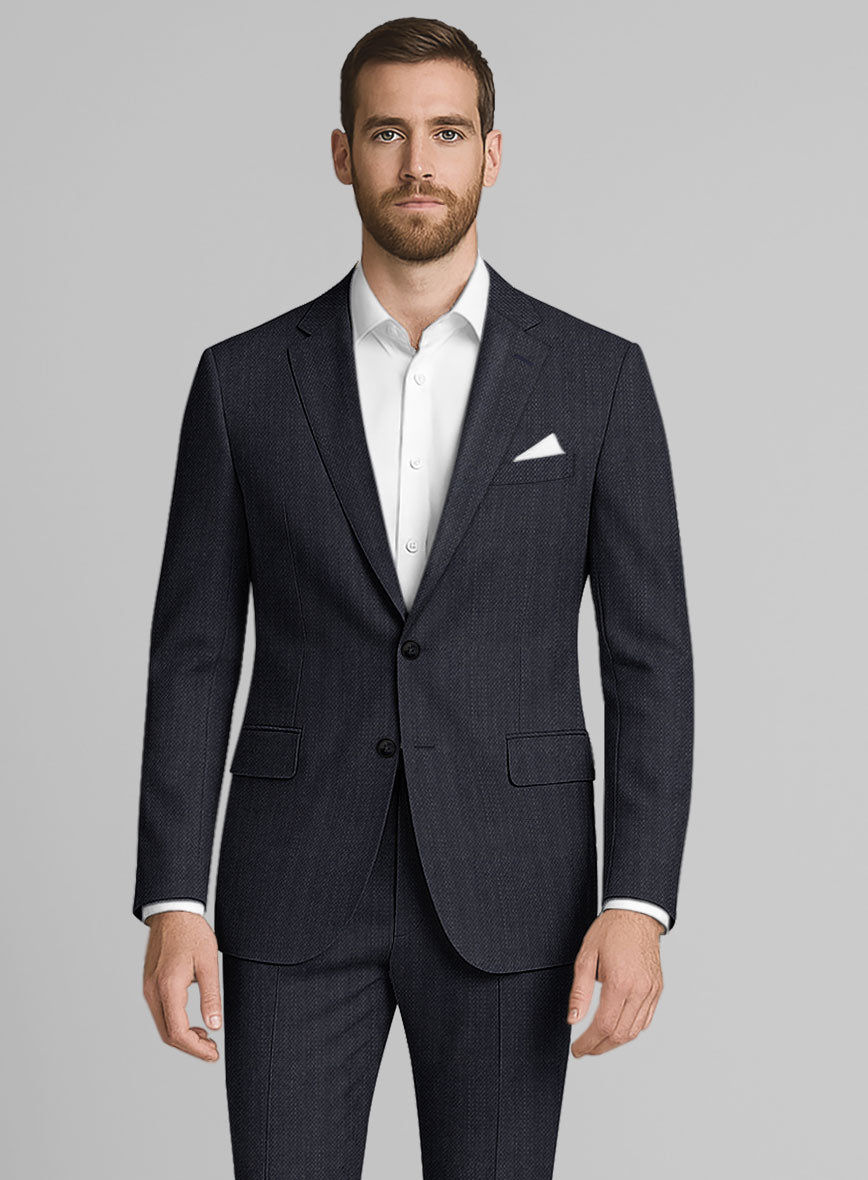 Italian Wool Silk Basket Weave Ardent Jacket - StudioSuits