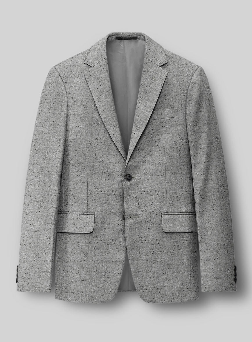 Italian Donegal Light Gray Wool Jacket - StudioSuits