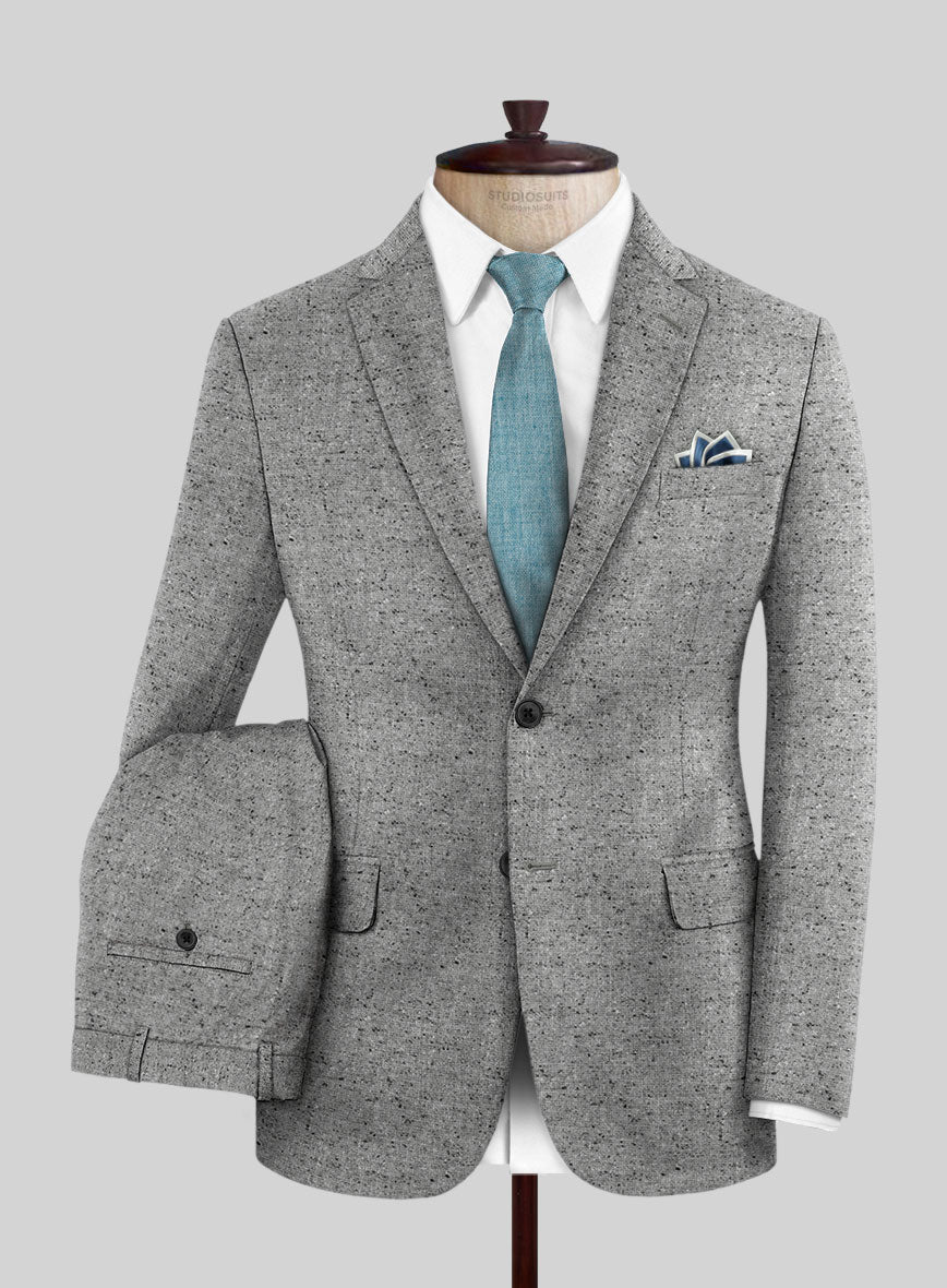 Italian Donegal Light Gray Wool Suit - StudioSuits