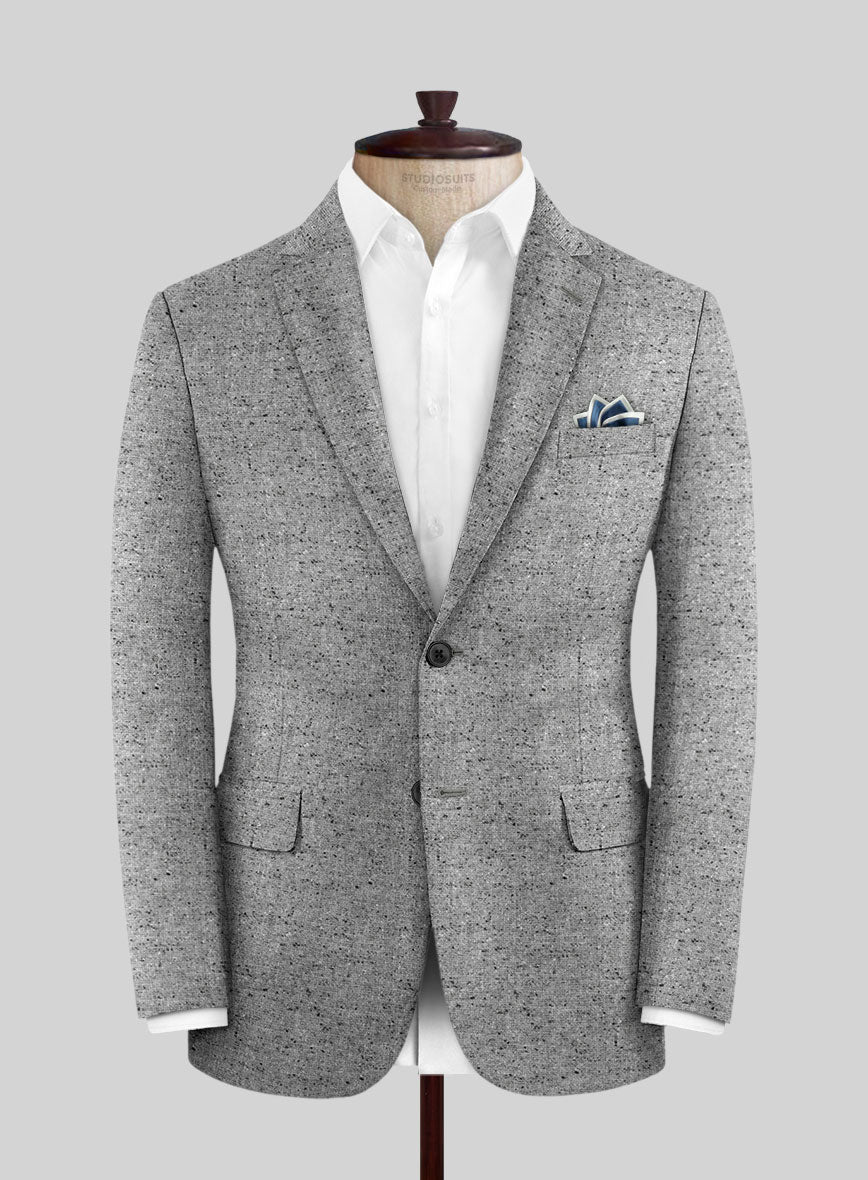Italian Donegal Light Gray Wool Suit - StudioSuits