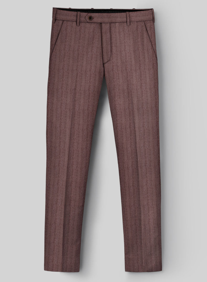 Italian Wool Silk Morwyn Herringbone Pants - StudioSuits