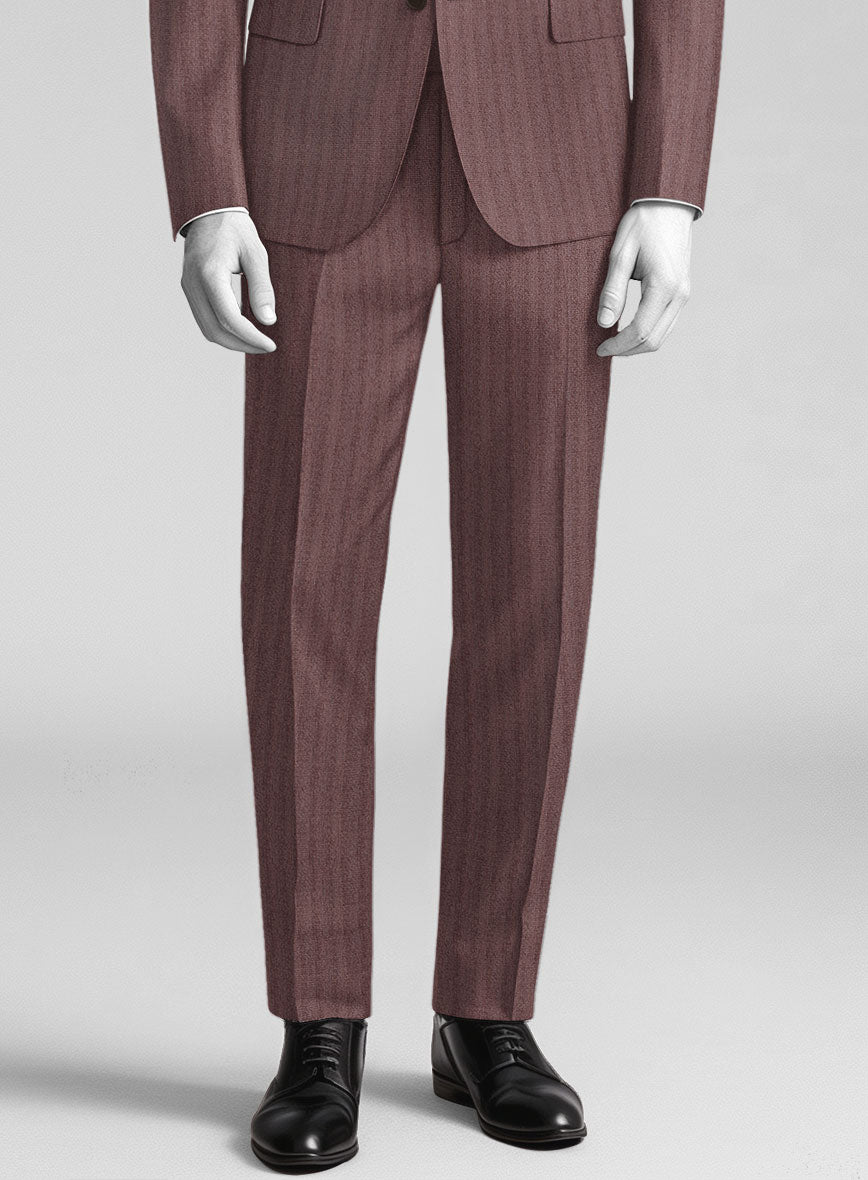 Italian Wool Silk Morwyn Herringbone Pants - StudioSuits