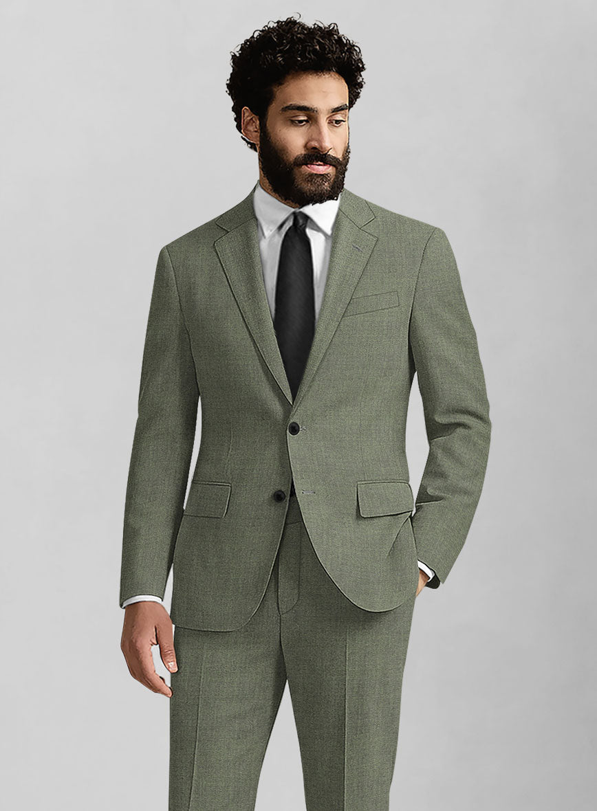 Italian Wool Silk Oliveno Jacket - StudioSuits