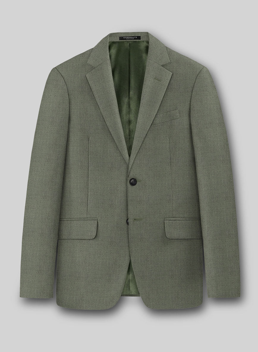 Italian Wool Silk Oliveno Jacket - StudioSuits