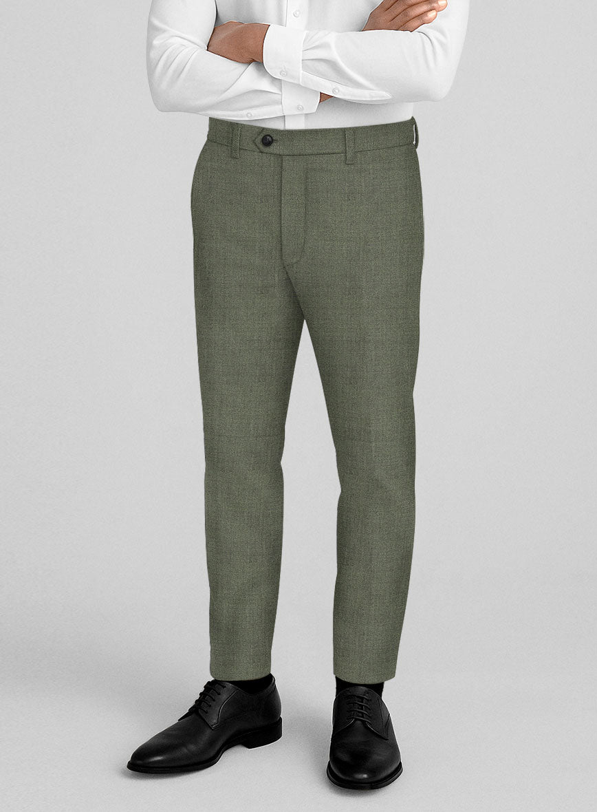 Italian Wool Silk Oliveno Pants - StudioSuits