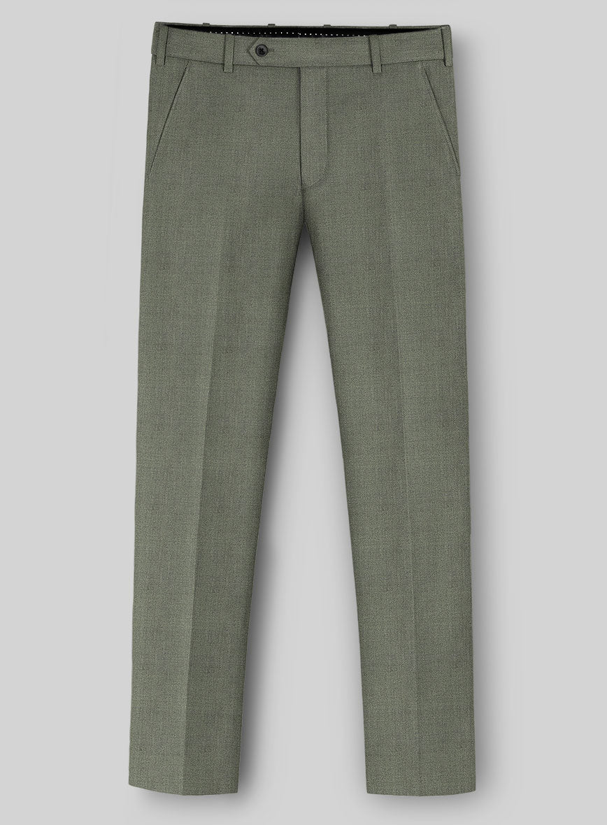 Italian Wool Silk Oliveno Pants - StudioSuits