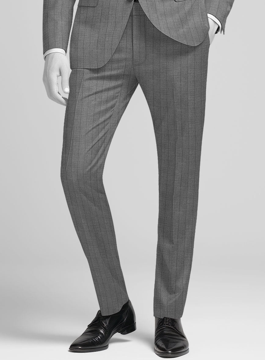 Italian Wool Slate Band Pants - StudioSuits