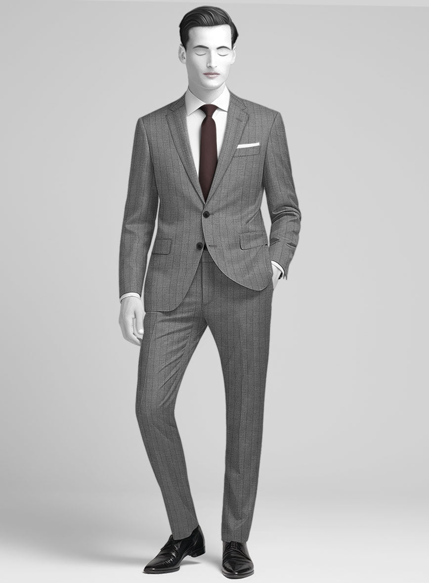 Italian Wool Slate Band Suit - StudioSuits