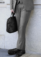 Italian Zergi Gray Windowpane Flannel Pants - StudioSuits