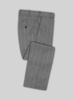 Italian Zergi Gray Windowpane Flannel Pants - StudioSuits