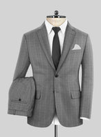 Italian Zergi Gray Windowpane Flannel Suit - StudioSuits