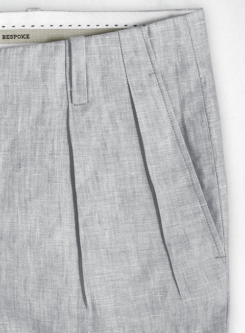 Italian Zod Light Gray Vintage Manny Linen Trousers - StudioSuits