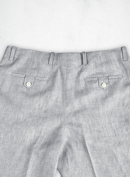 Italian Zod Light Gray Vintage Manny Linen Trousers - StudioSuits