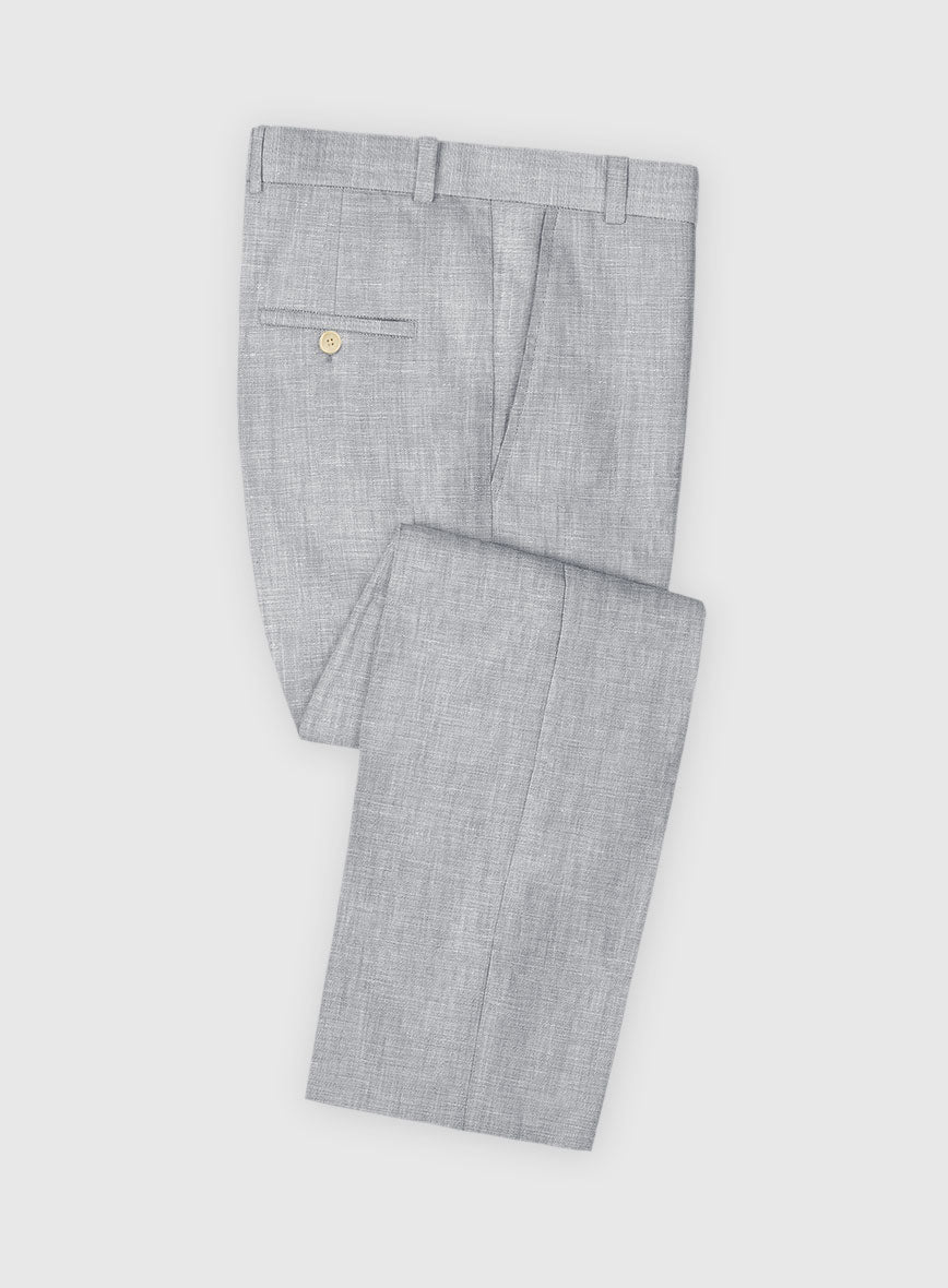 Italian Zod Light Gray Linen Pants - StudioSuits