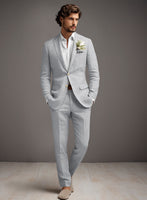 Italian Zod Light Gray Linen Suit - StudioSuits