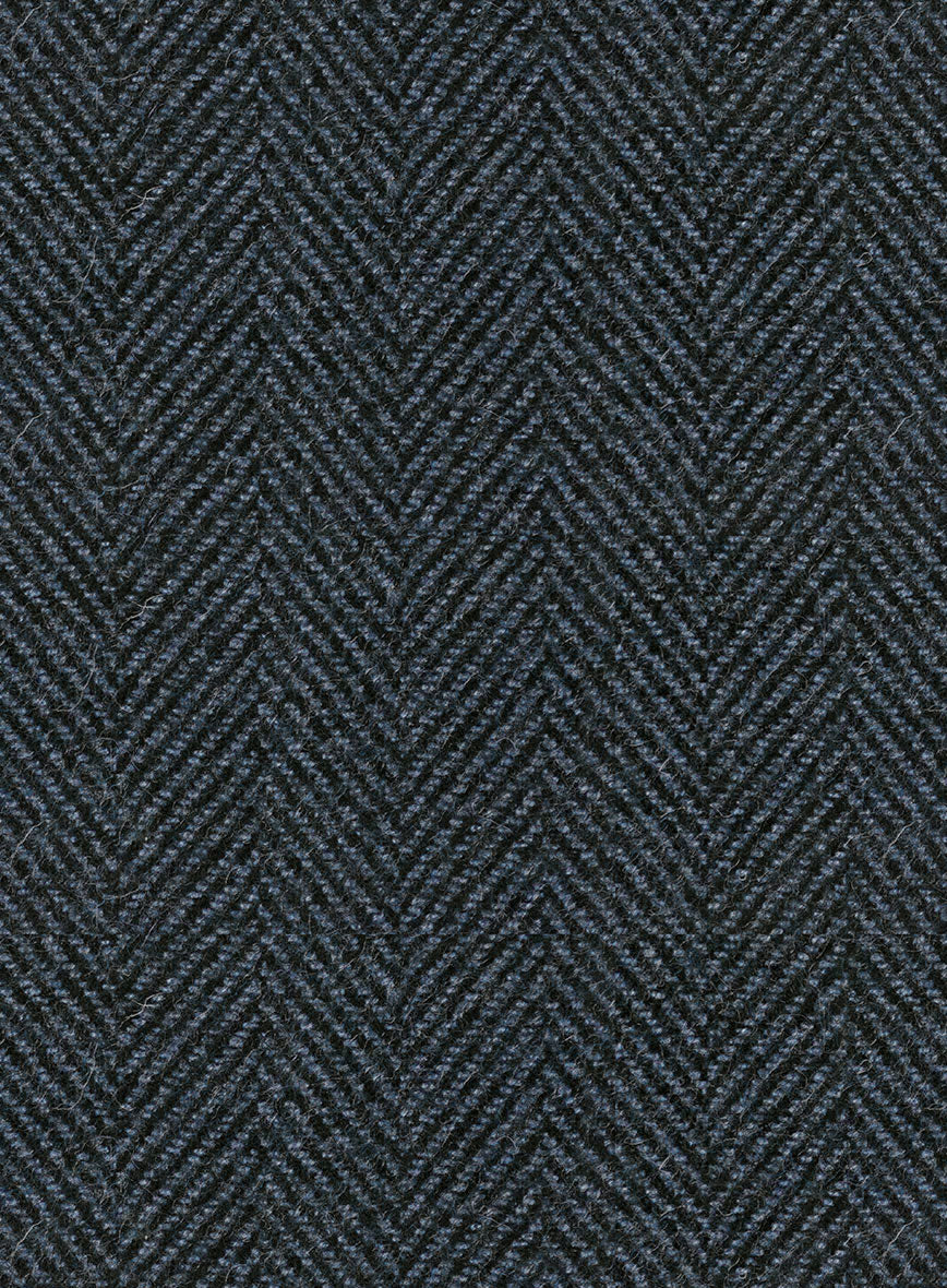 Italian Highlander Blue Herringbone Tweed Hunting Vest - StudioSuits