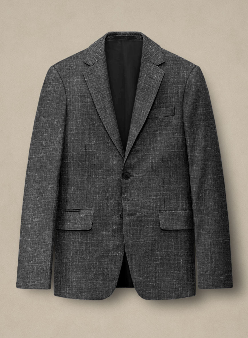 Italian Murano Charcoal Wool Linen Jacket - StudioSuits