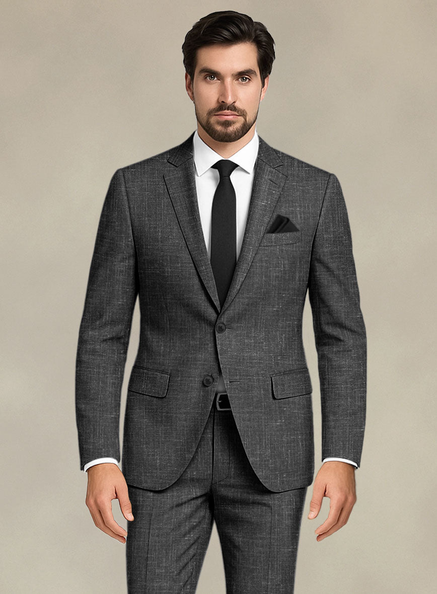 Italian Murano Charcoal Wool Linen Jacket - StudioSuits