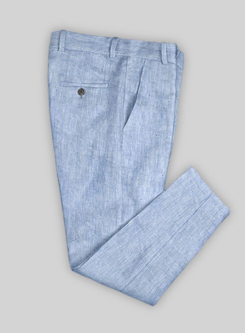 Italian Sky Blue Linen Pants - StudioSuits