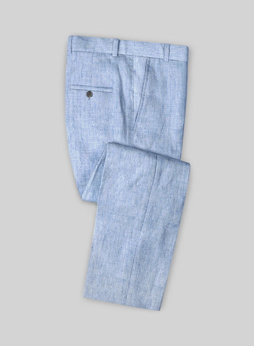 Italian Sky Blue Linen Pants - StudioSuits