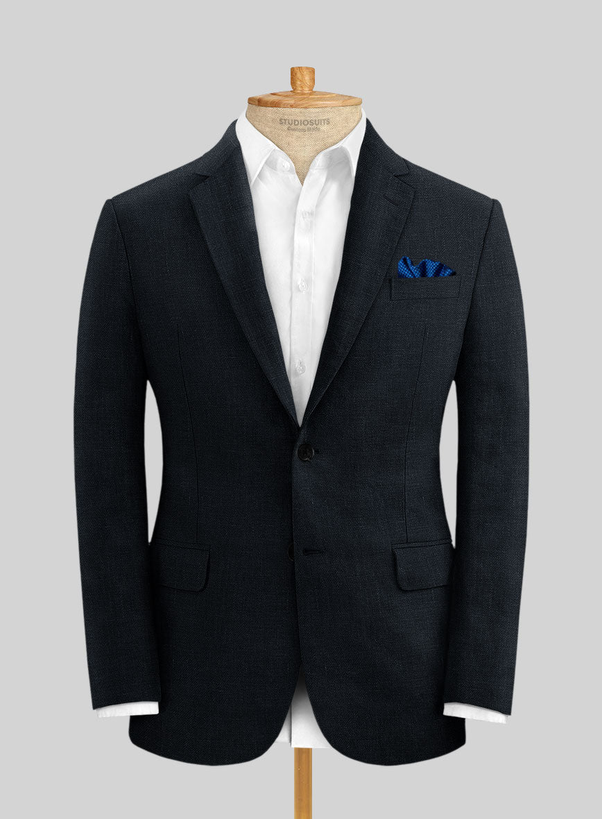 Italian Prato Midnight Linen Jacket - StudioSuits