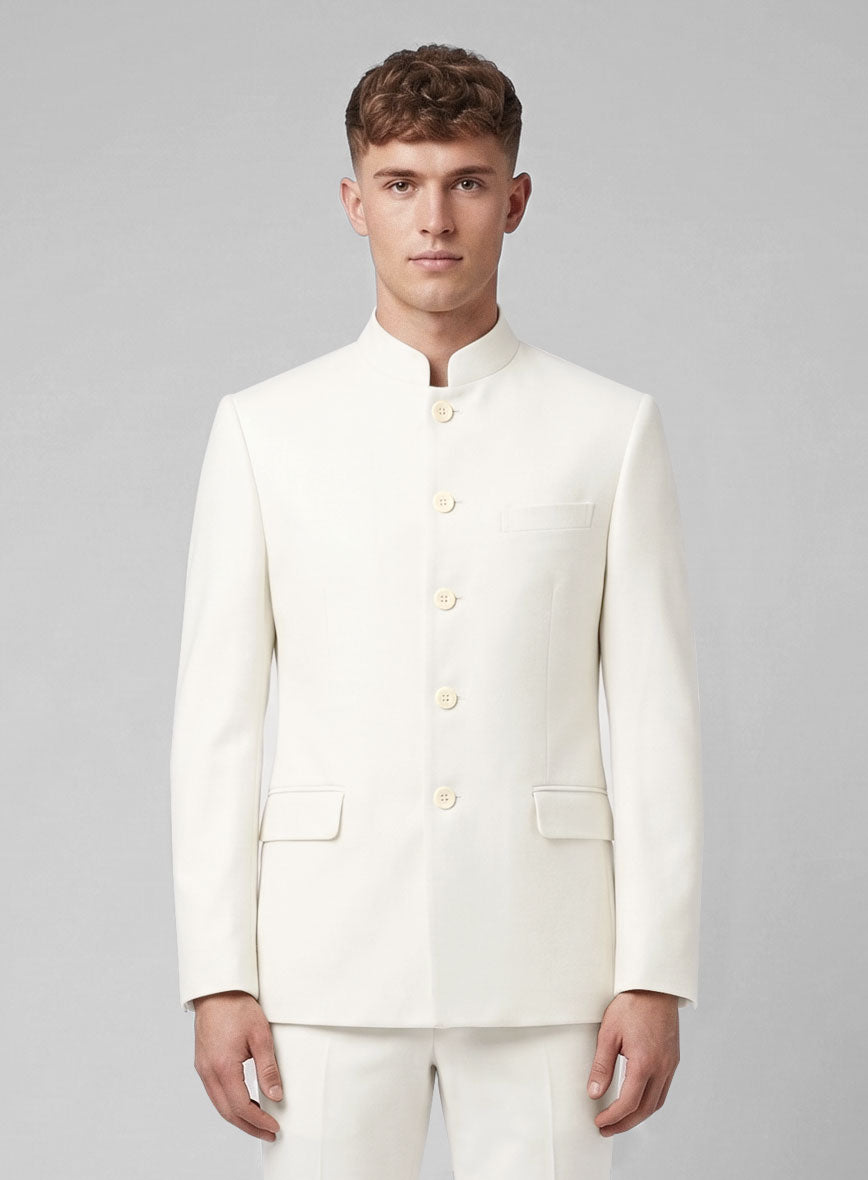 Ivory Wool Nehru Jacket - StudioSuits