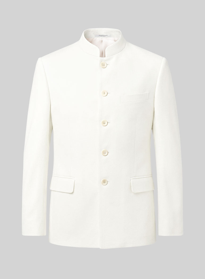 Ivory Wool Nehru Jacket - StudioSuits