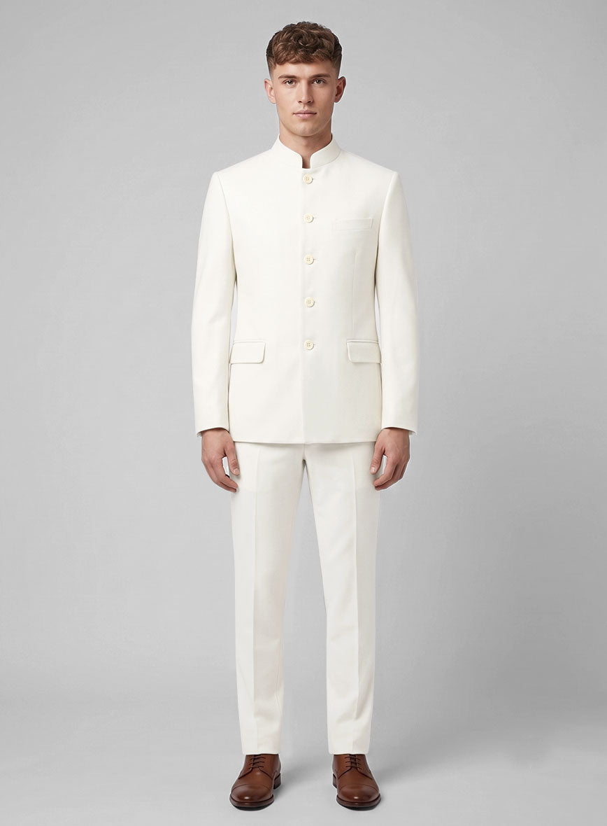 Ivory Wool Nehru Jacket - StudioSuits