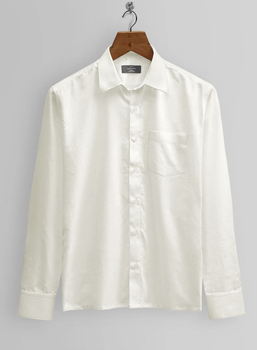 Men's Ivory Herringbone Cotton Shirt by StudioSuits