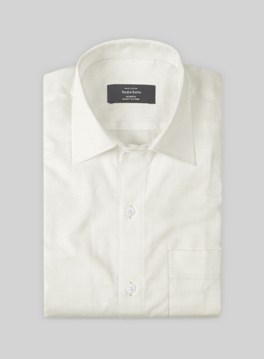Men's Ivory Herringbone Cotton Shirt by StudioSuits