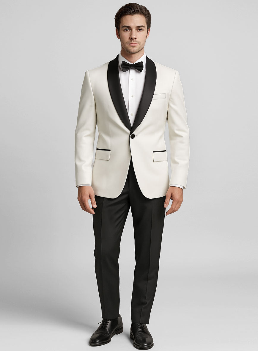 Tuxedo Suit - Ivory Jacket Black Trouser - StudioSuits