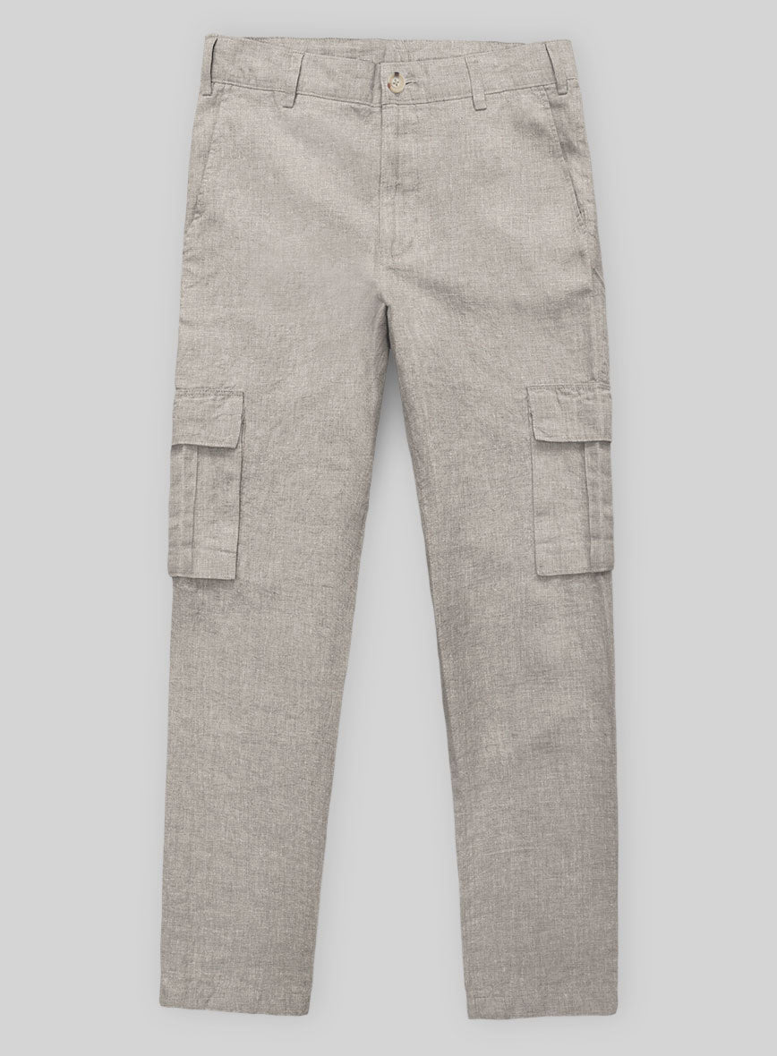 Ivy Beige Linen Cargo Pants - StudioSuits