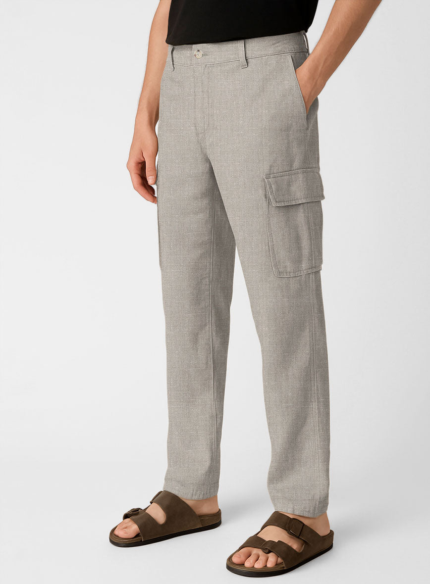 Ivy Beige Linen Cargo Pants - StudioSuits