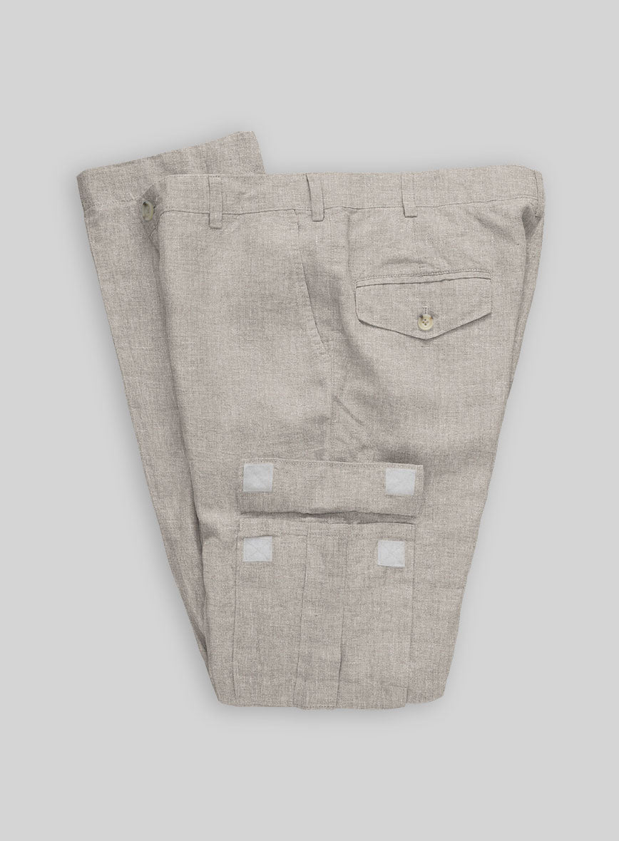 Ivy Beige Linen Cargo Pants - StudioSuits