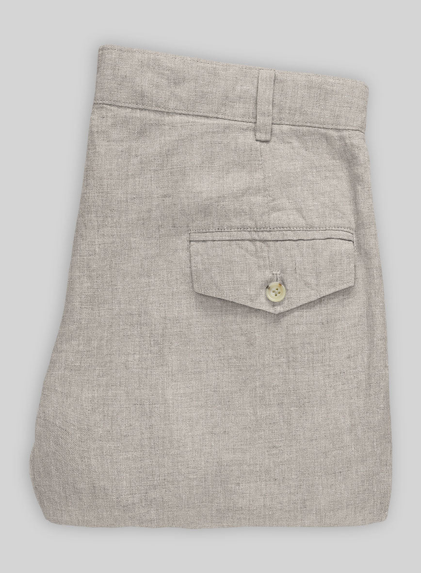 Ivy Beige Linen Cargo Pants - StudioSuits