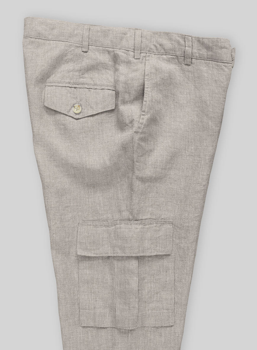 Ivy Beige Linen Cargo Pants - StudioSuits