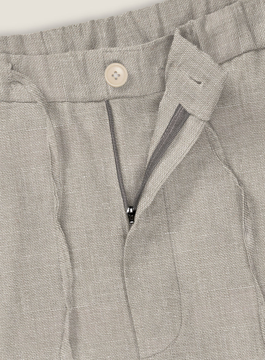 Ivy Beige Linen Shorts - StudioSuits