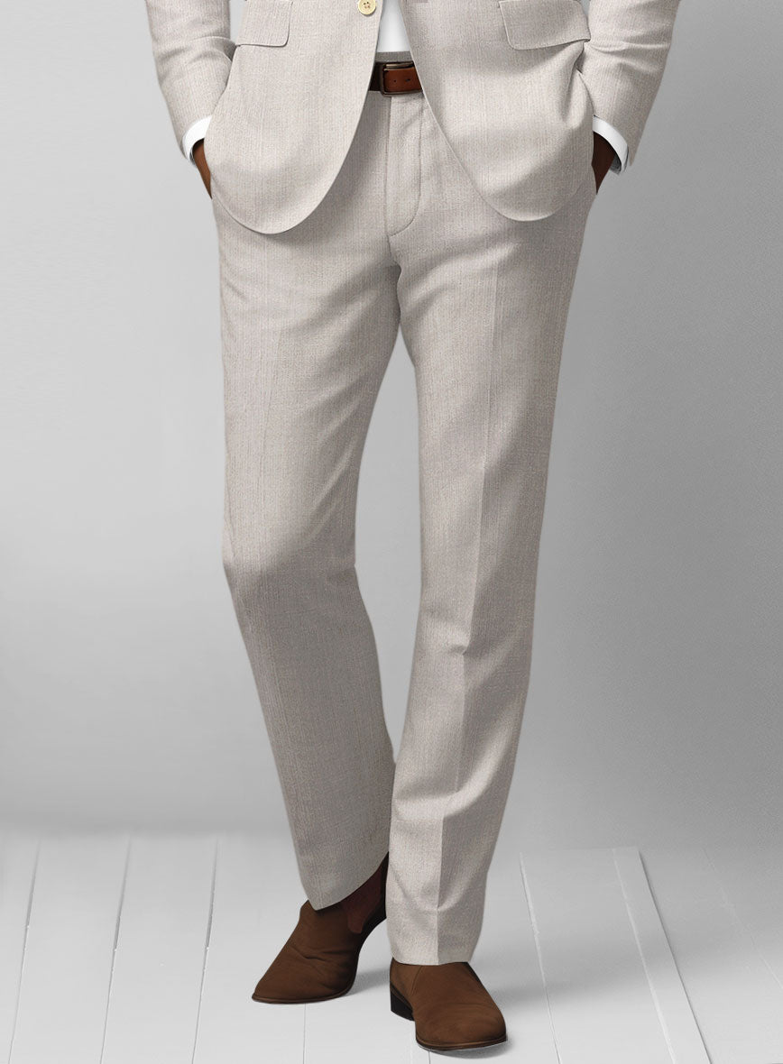 Ivy Beige Pure Linen Pants - StudioSuits