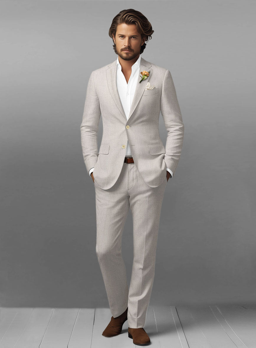 Ivy Beige Pure Linen Suit – StudioSuits