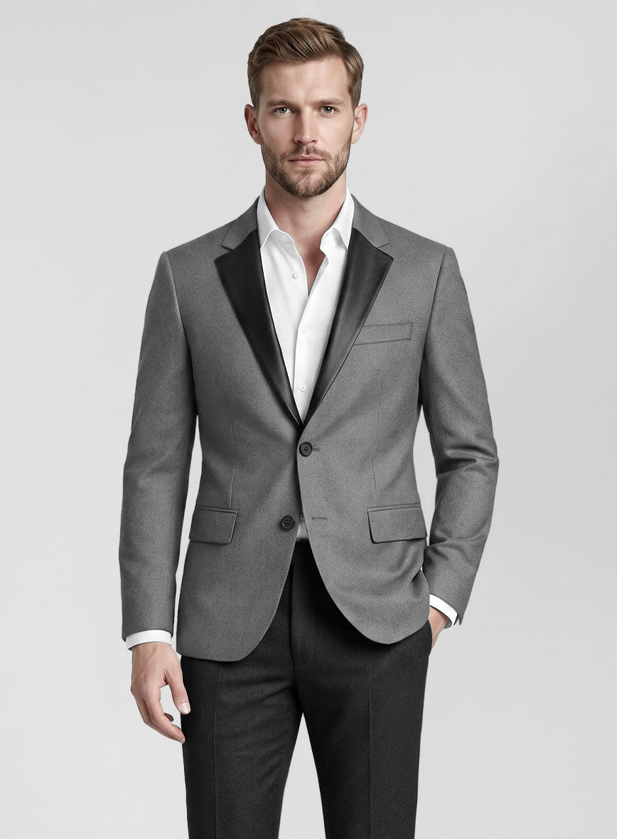 Jacket With Leather Lapel - StudioSuits