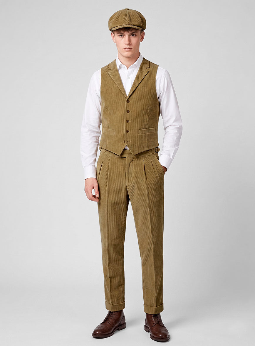 Khaki Corduroy Highland Trousers - StudioSuits