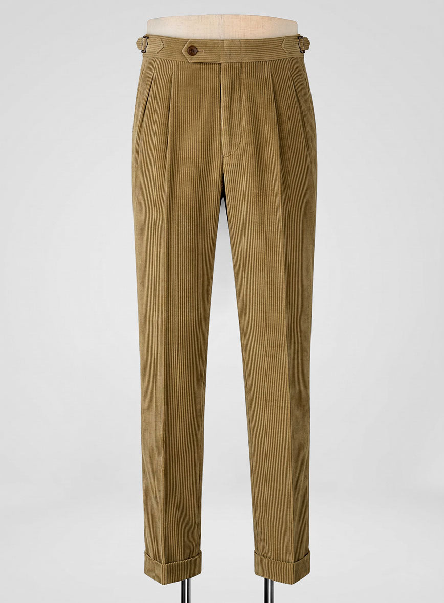 Khaki Corduroy Highland Trousers - StudioSuits