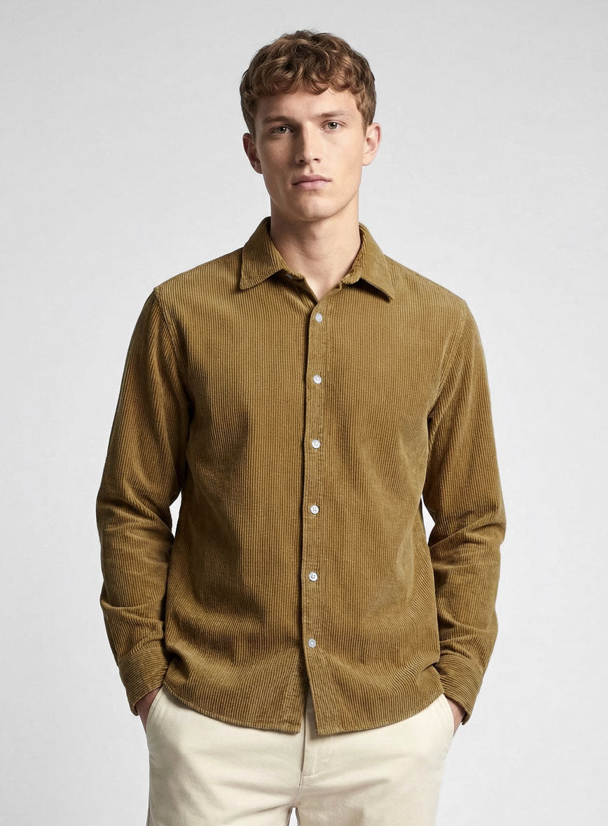 Khaki Corduroy Shirt - StudioSuits